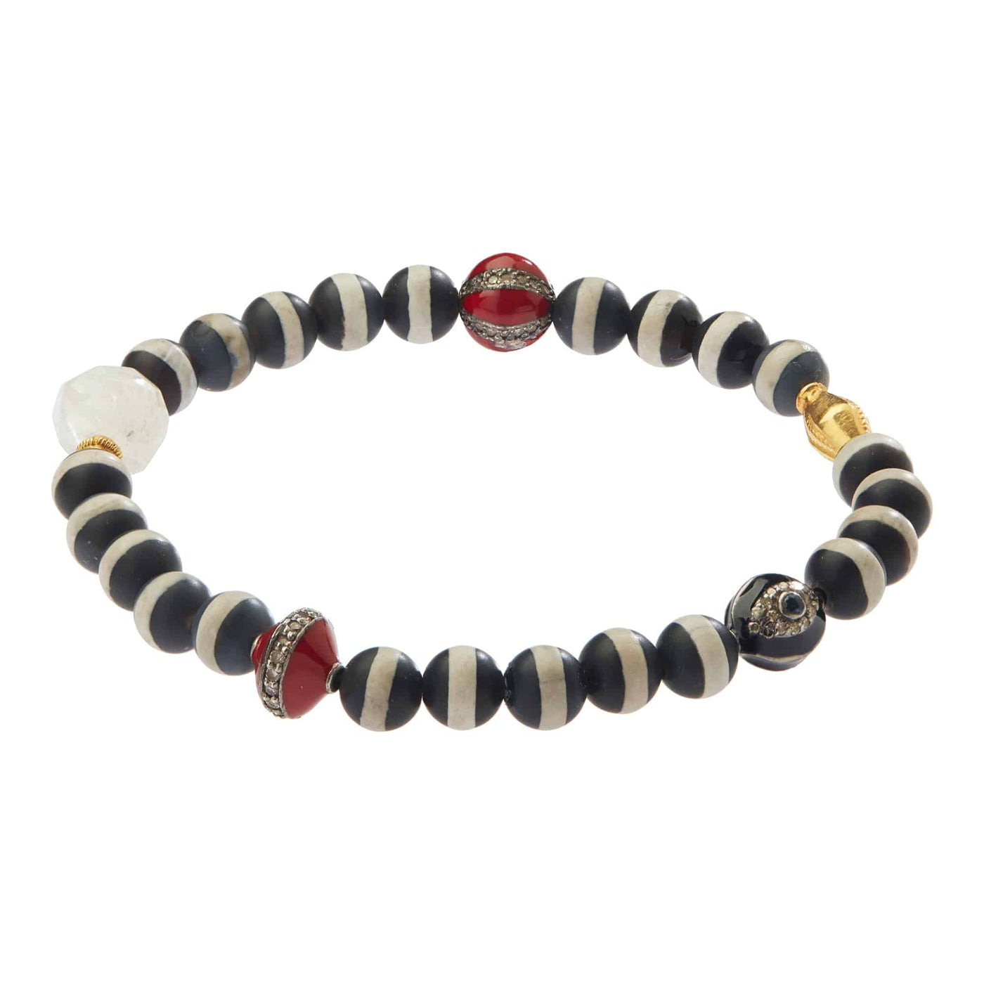 Black Agate Stripe Bracelet 30 - Globetrotter - Ileana Makri store