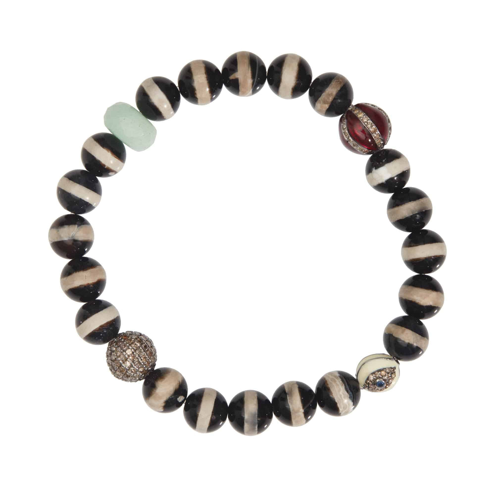Black Agate Stripe Bracelet 59 - Globetrotter - Ileana Makri
