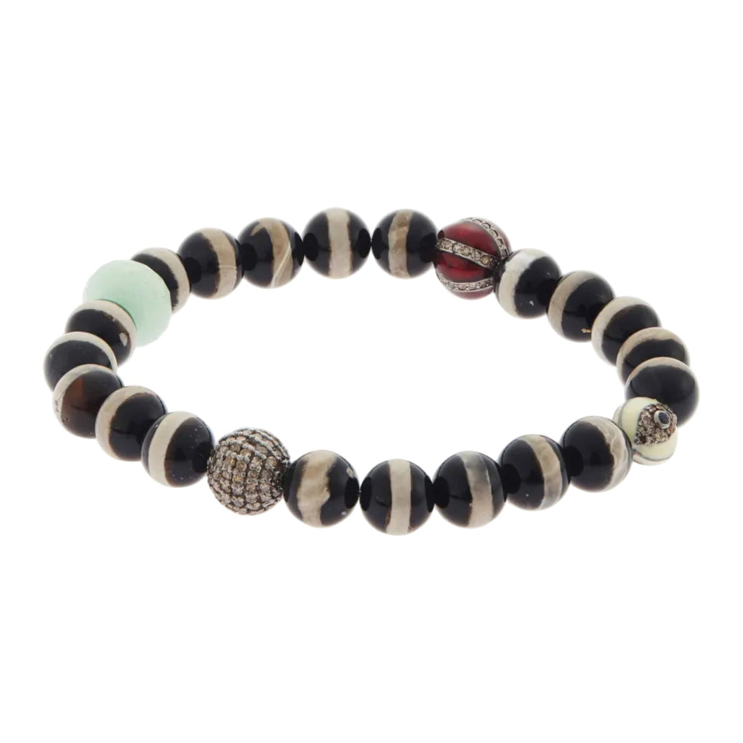 Black Agate Stripe Bracelet 59 - Globetrotter - Ileana Makri