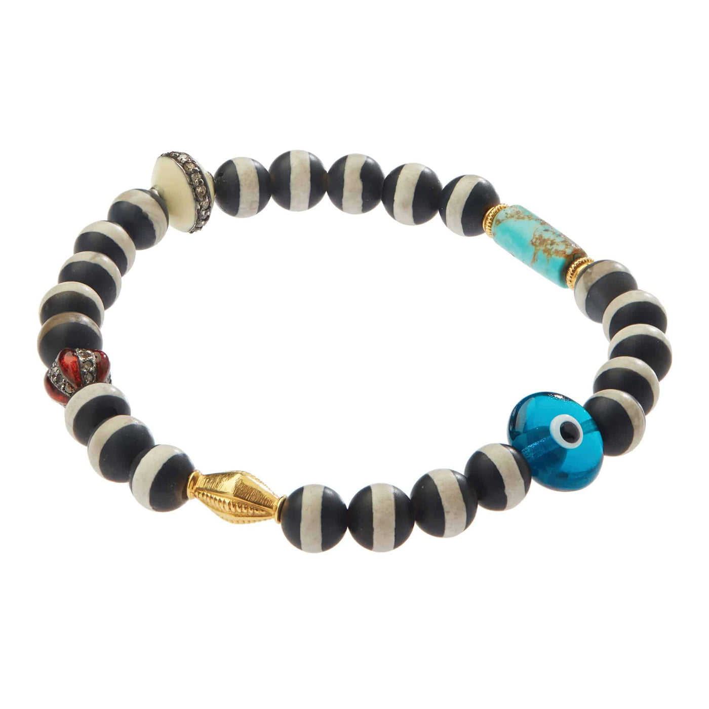 Black Agate Stripe Bracelet 8 - Globetrotter - Ileana Makri store
