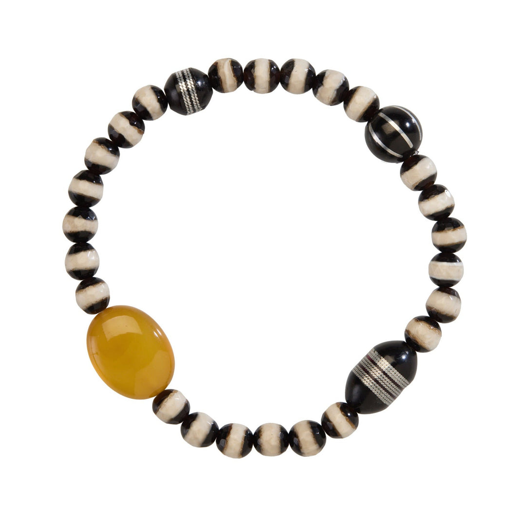 Black Agate Stripe Chalcedony Bracelet 195 - Globetrotter - Ileana Makri