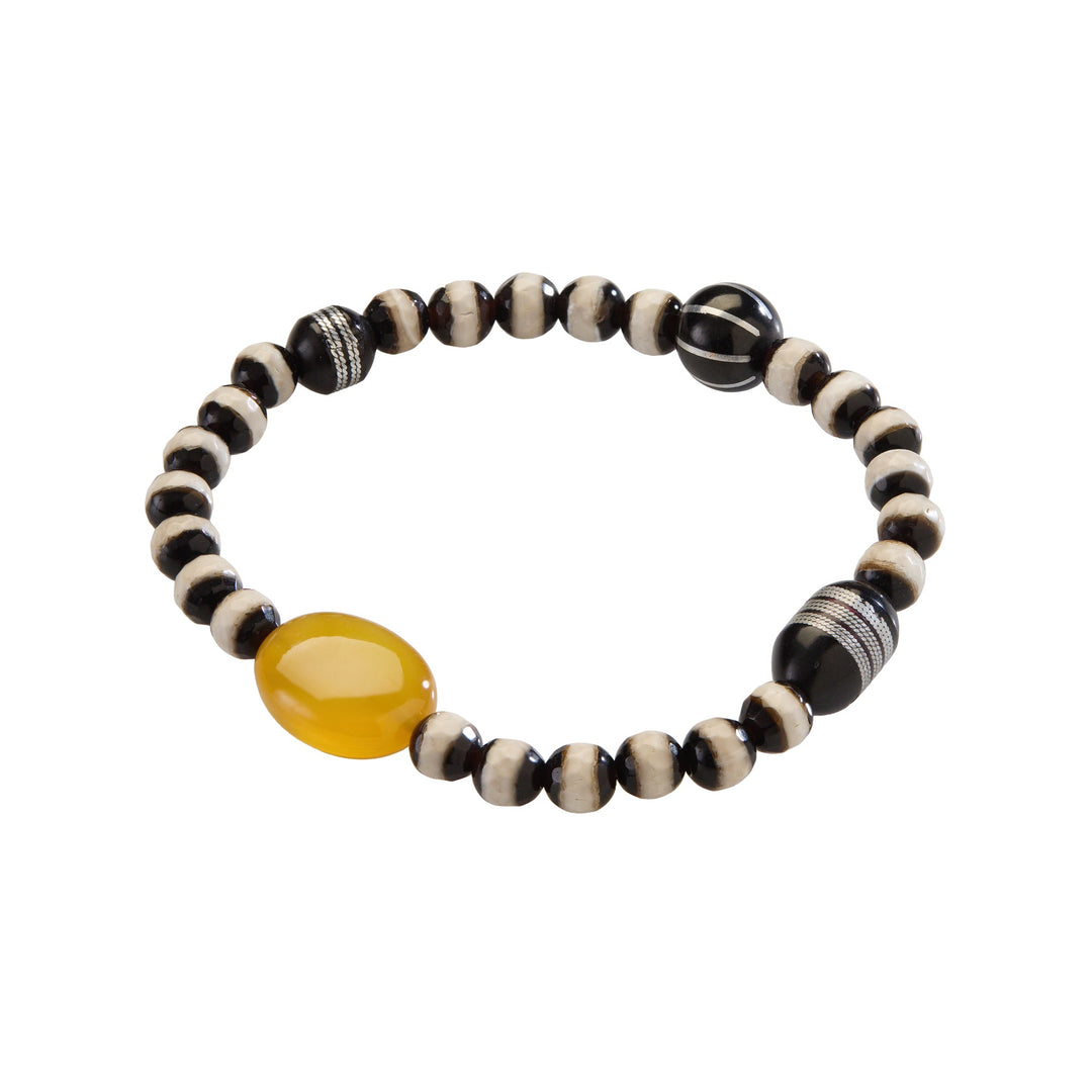 Black Agate Stripe Chalcedony Bracelet 195 - Globetrotter - Ileana Makri