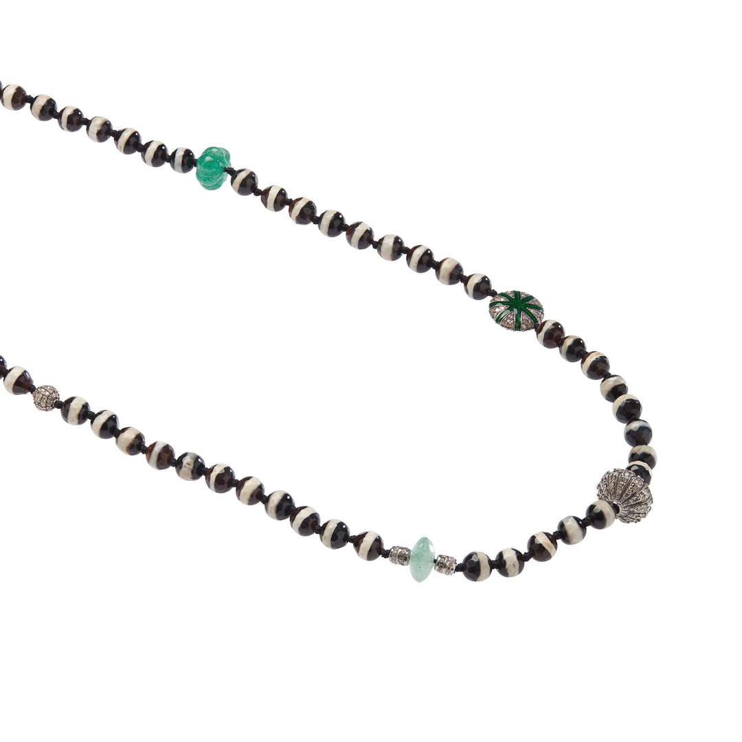 Black Agate Stripe Necklace 252 (80cm) - Globetrotter - Ileana Makri