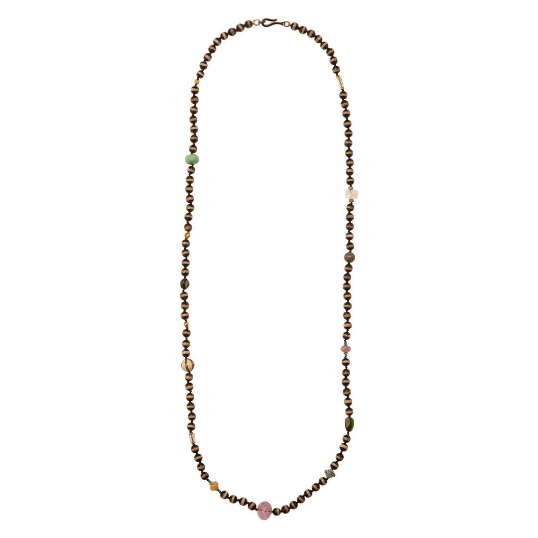 Black Agate Stripe Necklace 30 (80cm) - Globetrotter - Ileana Makri store