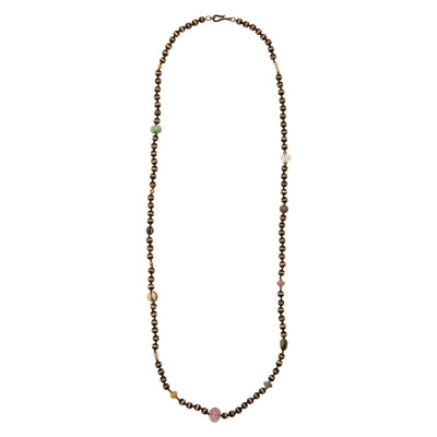 Black Agate Stripe Necklace 30 (80cm) - Globetrotter - Ileana Makri store