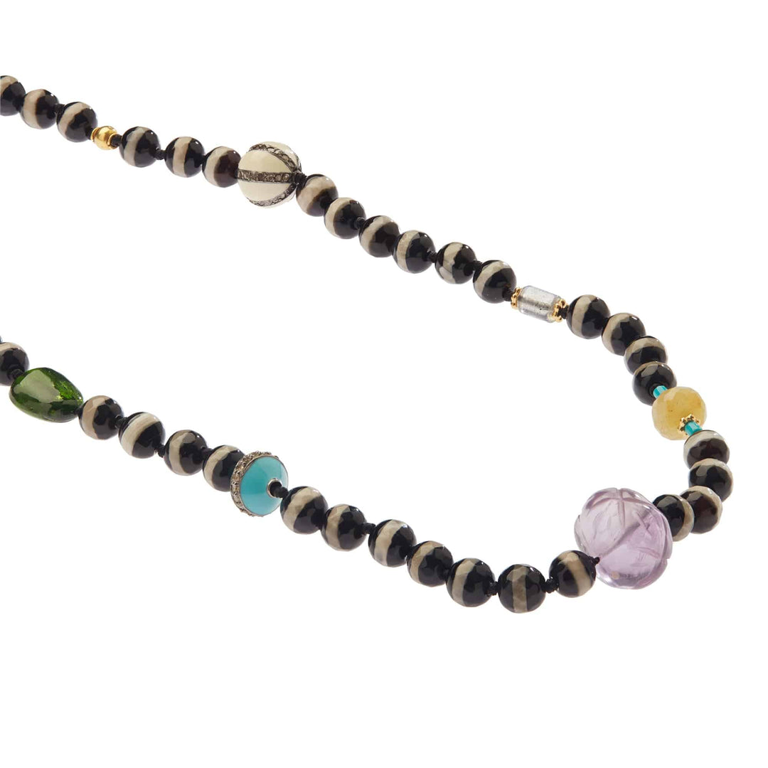 Black Agate Stripe Necklace 30 (80cm) - Globetrotter - Ileana Makri
