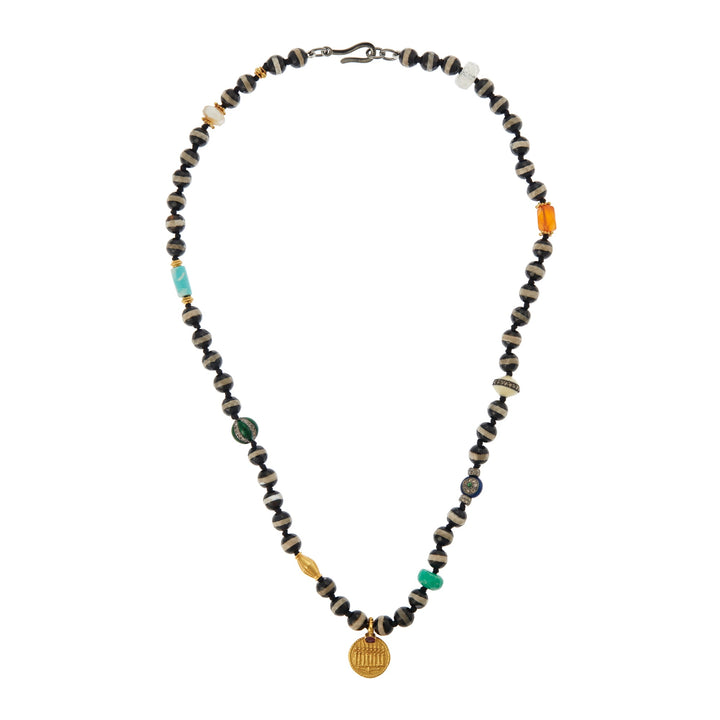 Black Agate Stripe Necklace 37 (45cm) - Globetrotter - Ileana Makri
