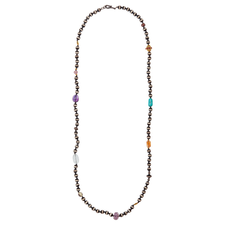 Black Agate Stripe Necklace 39 (80cm) - Globetrotter - Ileana Makri