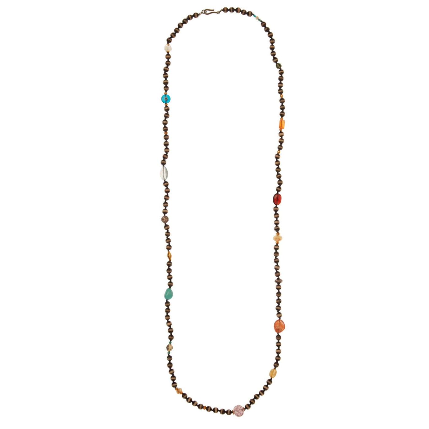 Black Agate Stripe Necklace 41 (100cm) - Globetrotter - Ileana Makri store