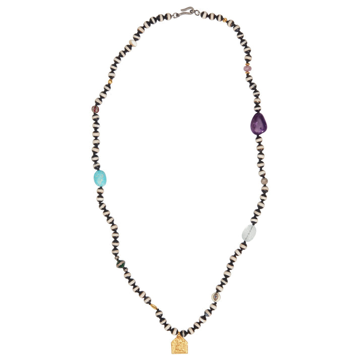 Black Agate Stripe Necklace 44 (70cm) - Globetrotter - Ileana Makri
