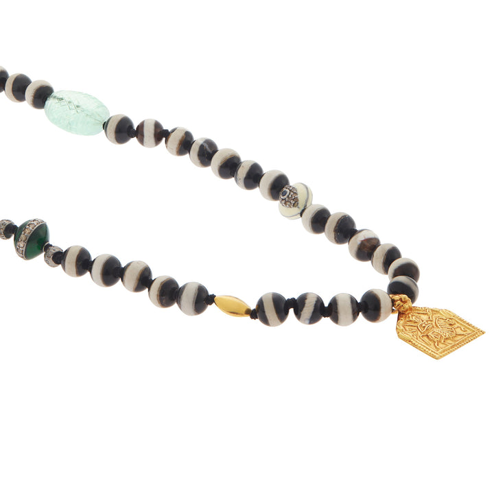 Black Agate Stripe Necklace 44 (70cm) - Globetrotter - Ileana Makri
