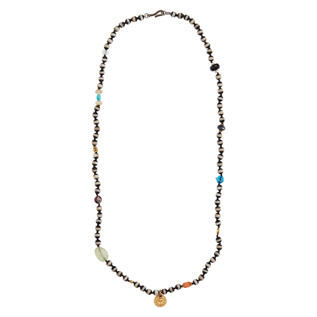 Black Agate Stripe Necklace 68 (70cm) - Globetrotter - Ileana Makri