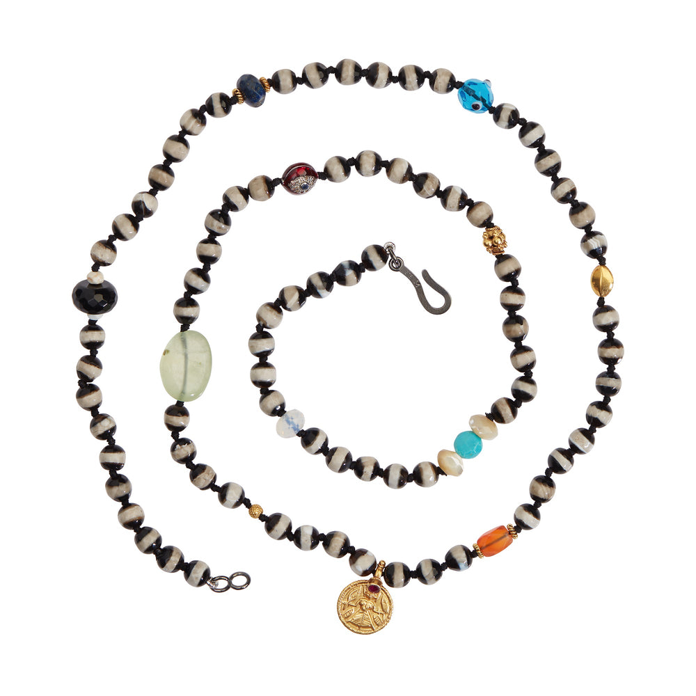 Black Agate Stripe Necklace 68 (70cm) - Globetrotter - Ileana Makri