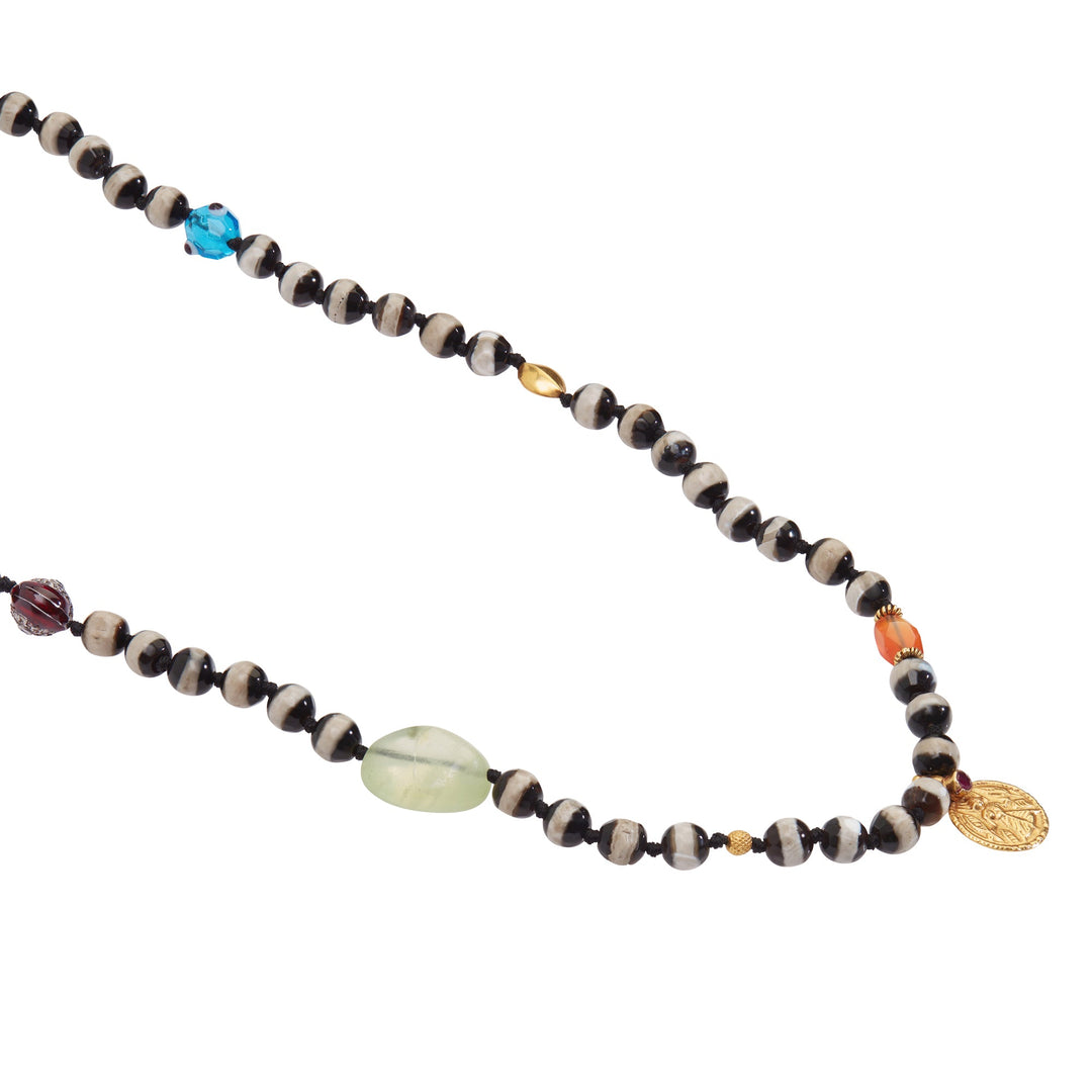 Black Agate Stripe Necklace 68 (70cm) - Globetrotter - Ileana Makri