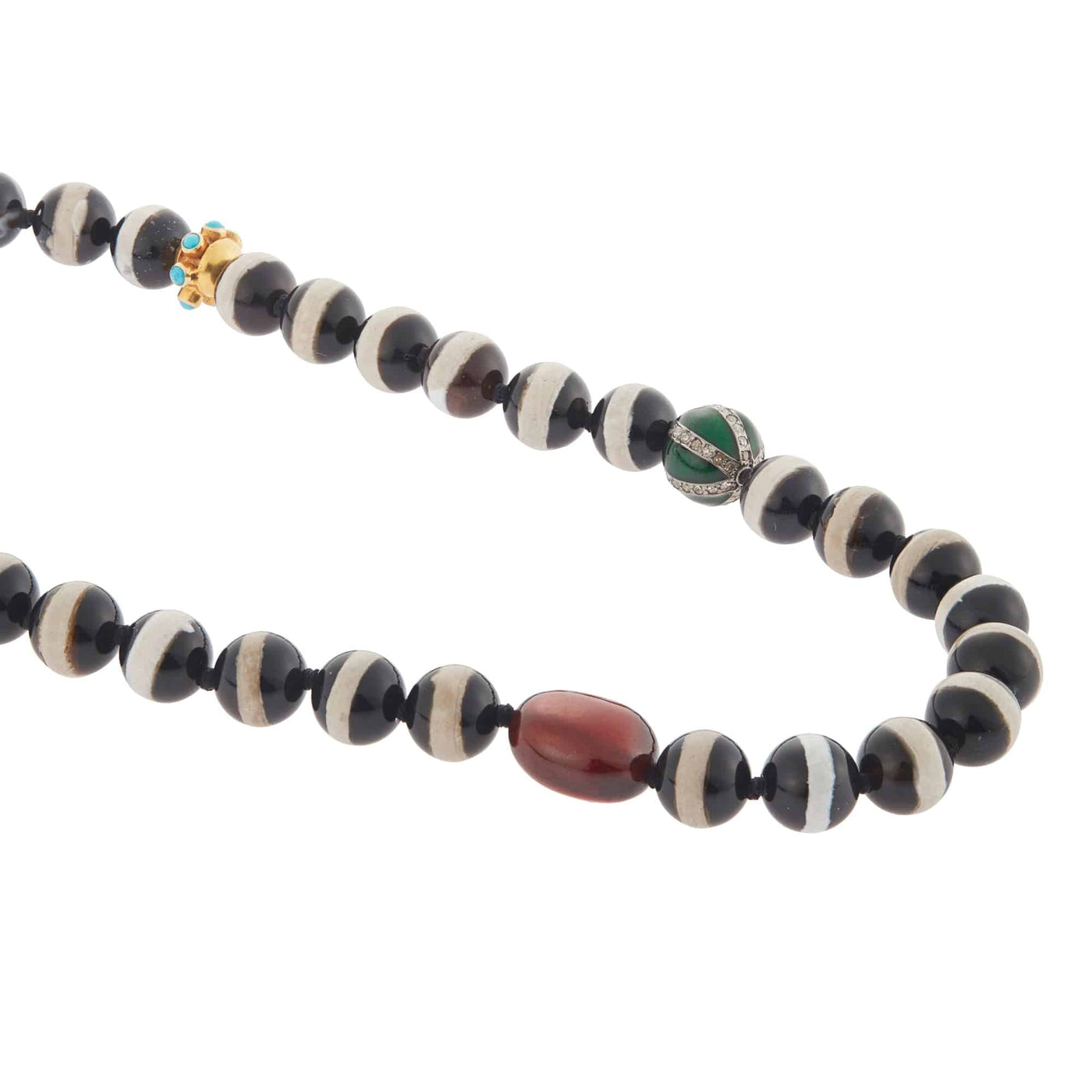 Black Agate Stripe Necklace 76 (45cm) - Globetrotter - Ileana Makri store
