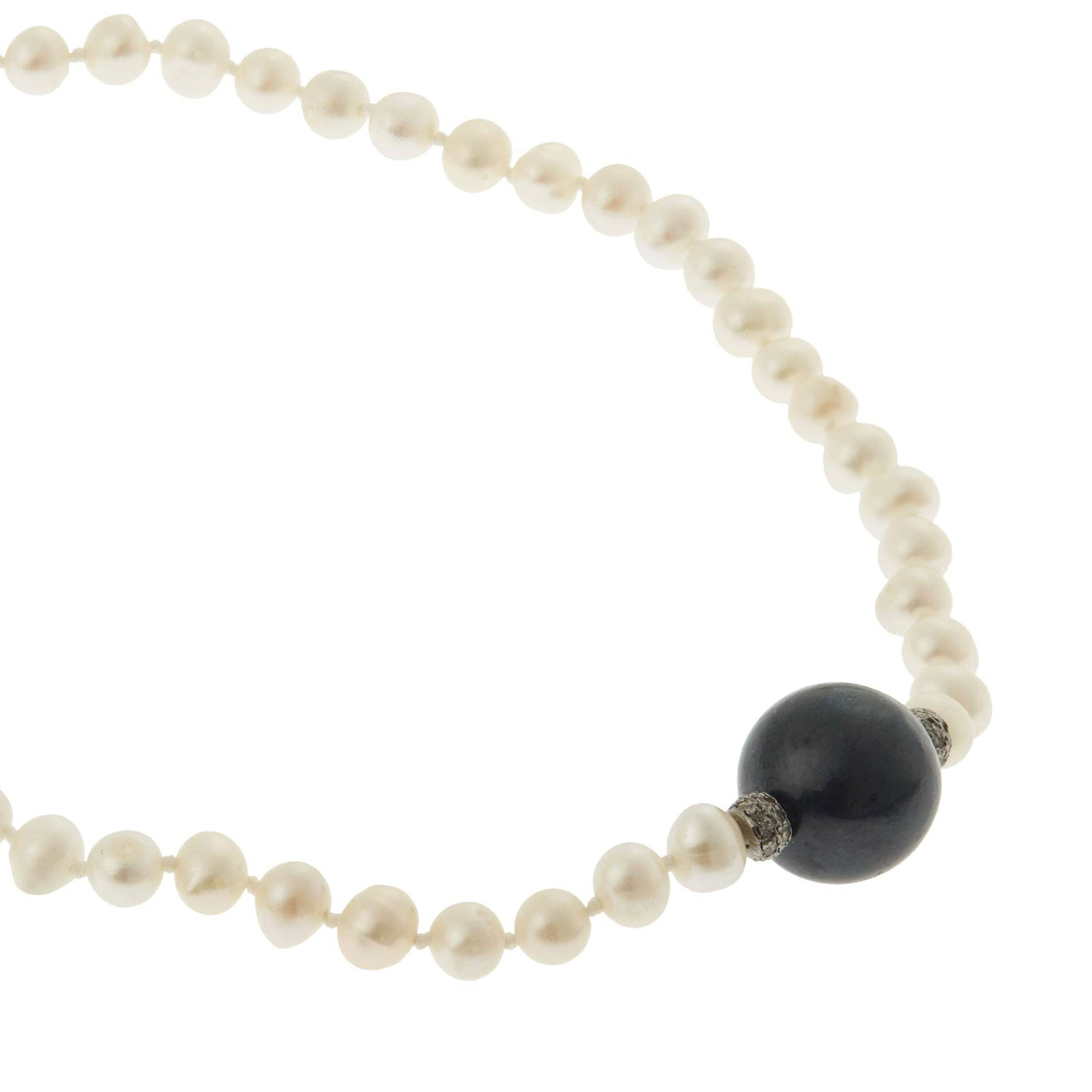 Black Ball & Pearl Necklace (45cm) - Globetrotter - Ileana Makri store