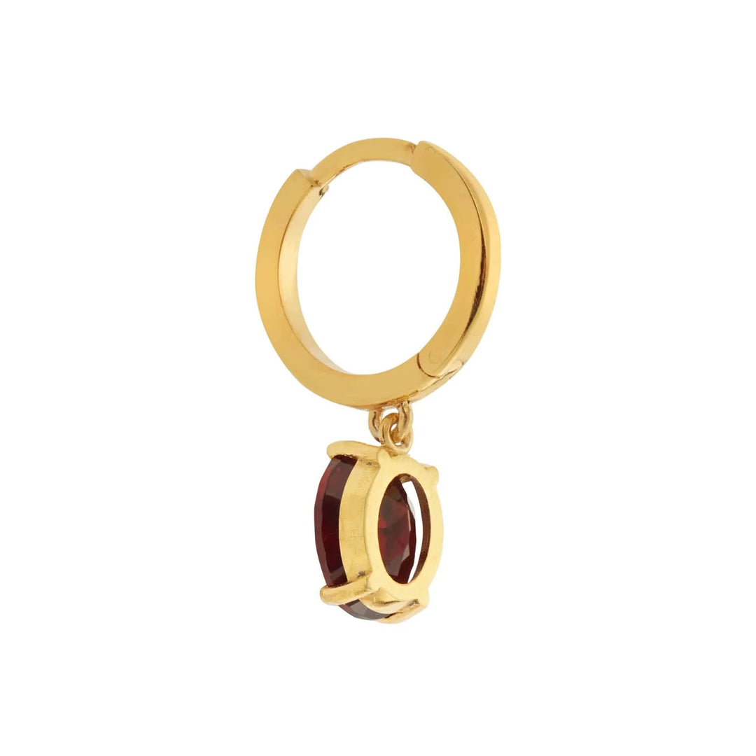 Black Enamel & Garnet Hoops - Eye M Neon Rocks - Ileana Makri