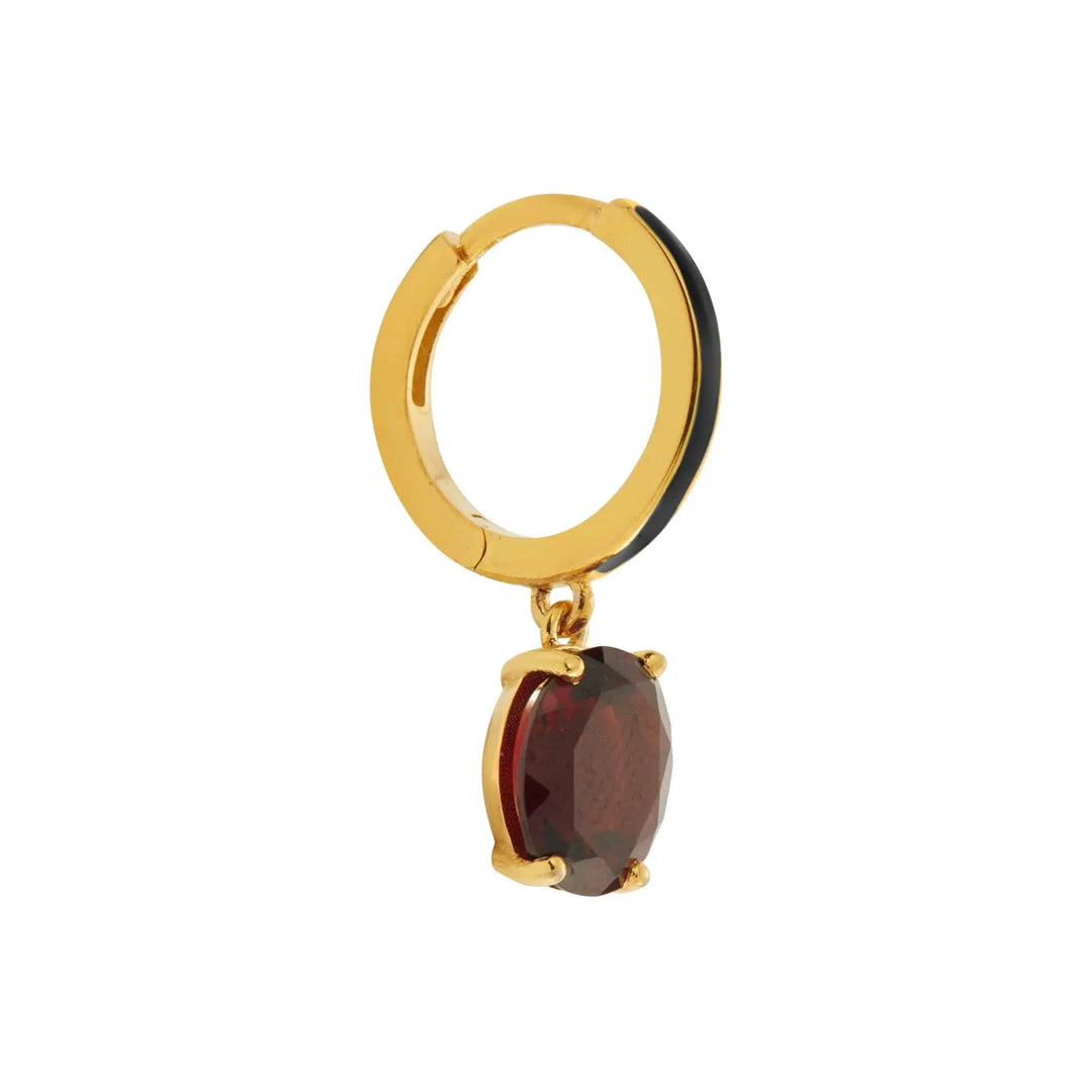 Black Enamel & Garnet Hoops - Eye M Neon Rocks - Ileana Makri store