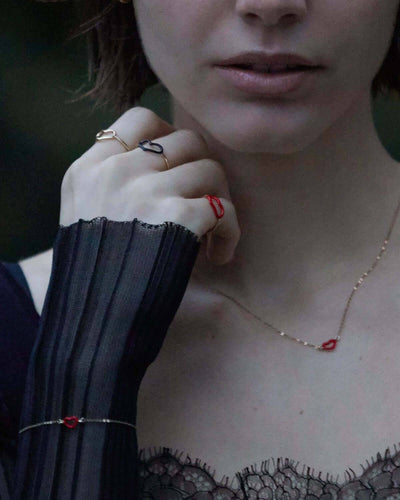Black Enamel Heart Necklace - Jordan Askill - Ileana Makri store