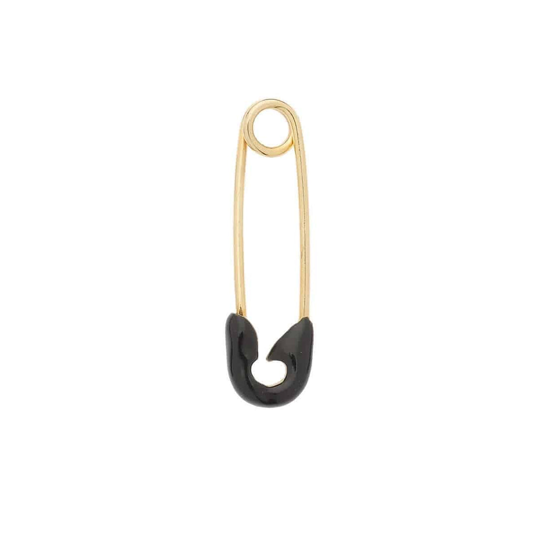 Black Enamel Safety Pin Earring - Eye M Safety Pins - Ileana Makri