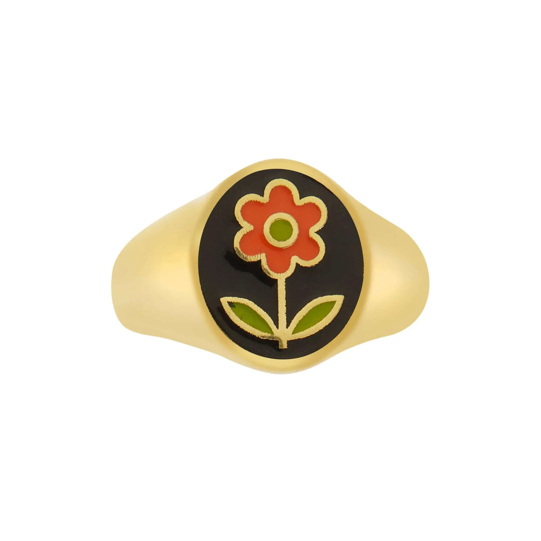 Black Happy Daisy Ring - Eye M Flower Power - Ileana Makri store