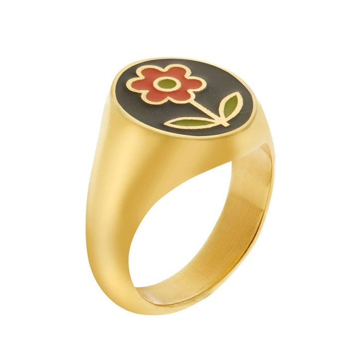 Black Happy Daisy Ring - Eye M Flower Power - Ileana Makri