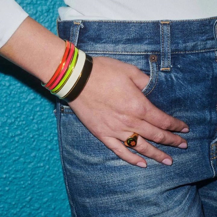 Black Happy Daisy Ring - Eye M Flower Power - Ileana Makri