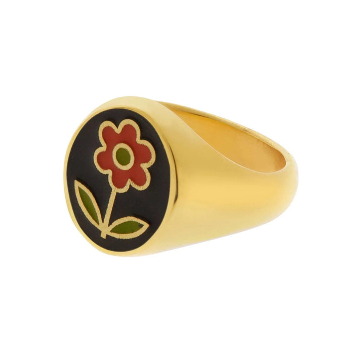 Black Happy Daisy Ring - Eye M Flower Power - Ileana Makri