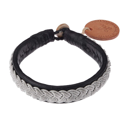 Black Leather & Pewter Braided Bracelet - Maria Rudman - Ileana Makri store