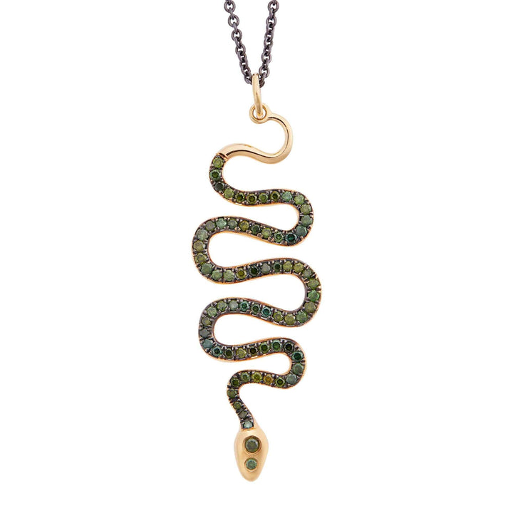 Black Mamba Pendant Y - OXS - GREEN D - SNAKES - Ileana Makri