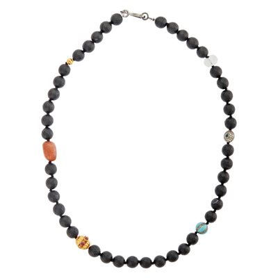 Black Onyx Matte Necklace 74 (45cm) - Globetrotter - Ileana Makri store