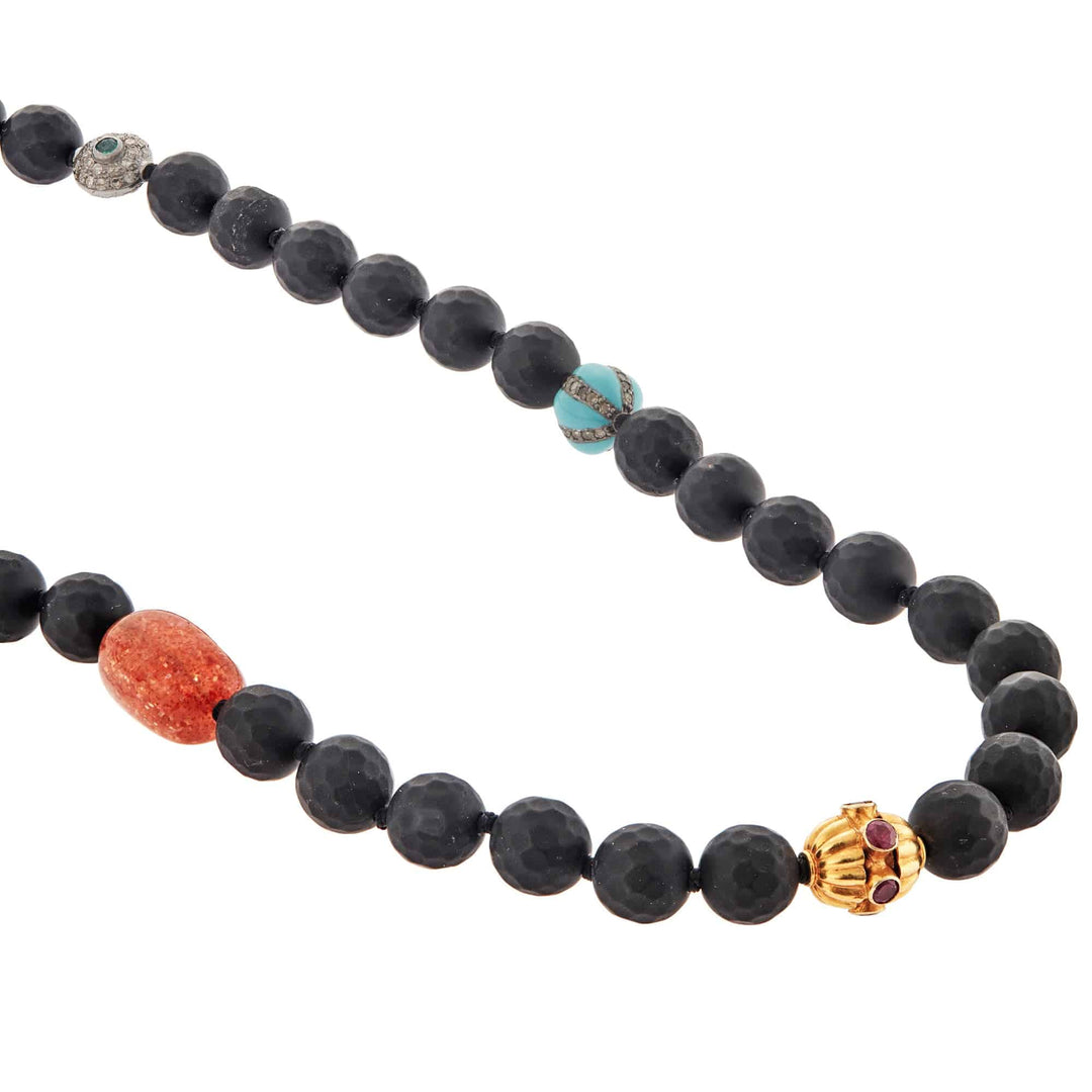 Black Onyx Matte Necklace 74 (45cm) - Globetrotter - Ileana Makri