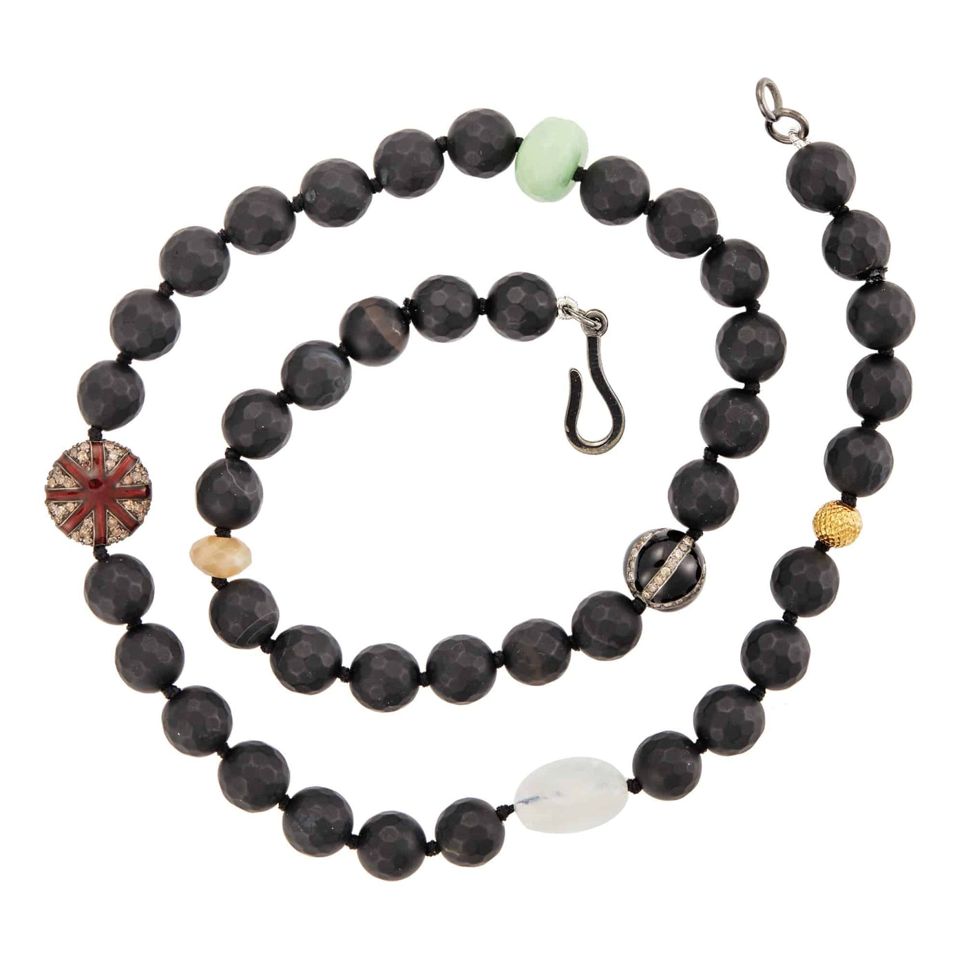 Black Onyx Matte Necklace 75 (45cm) - Globetrotter - Ileana Makri store