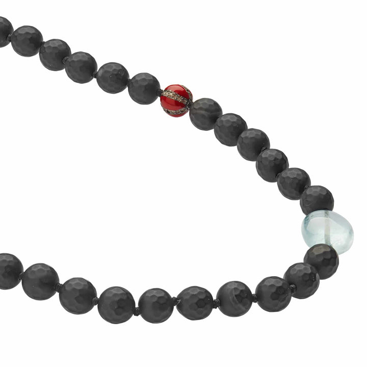 Black Onyx Necklace 31 (45cm) - Globetrotter - Ileana Makri store
