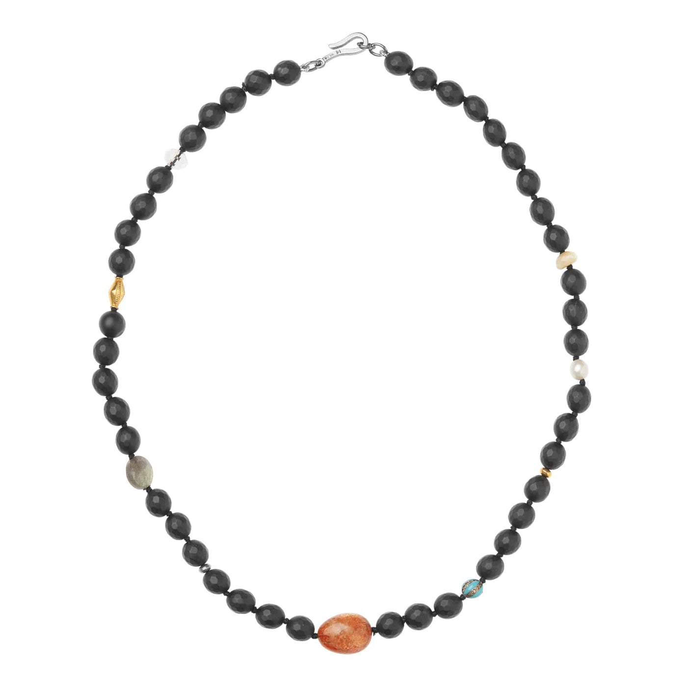 Black Onyx Necklace 33 (47cm) - Globetrotter - Ileana Makri store