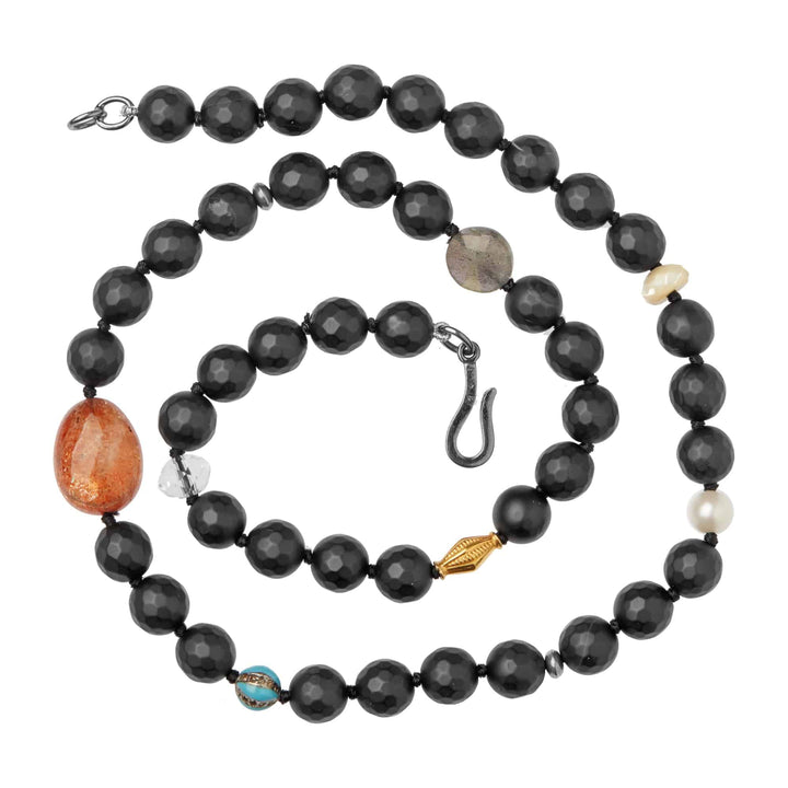 Black Onyx Necklace 33 (47cm) - Globetrotter - Ileana Makri