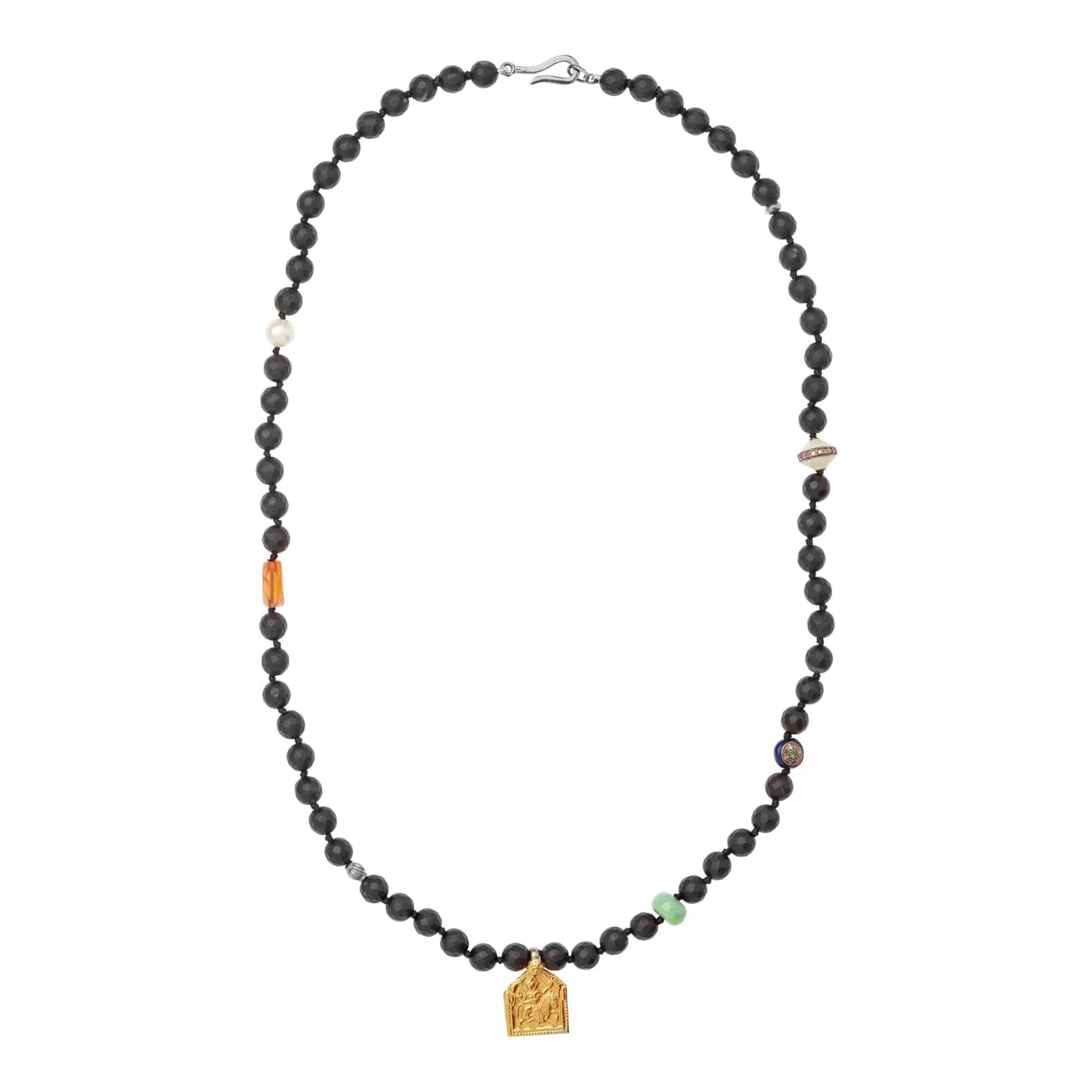 Black Onyx Necklace 34 (50cm) - Globetrotter - Ileana Makri store