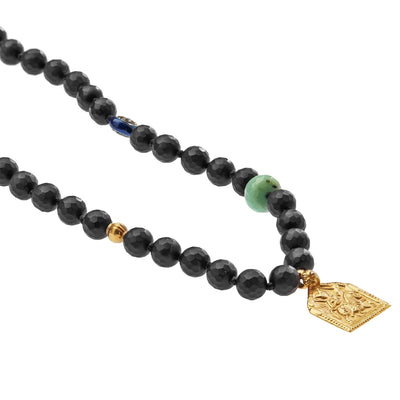 Black Onyx Necklace 34 (50cm) - Globetrotter - Ileana Makri store