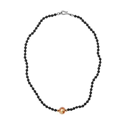 Black Onyx Pearl Necklace 25 (45cm) - Globetrotter - Ileana Makri store