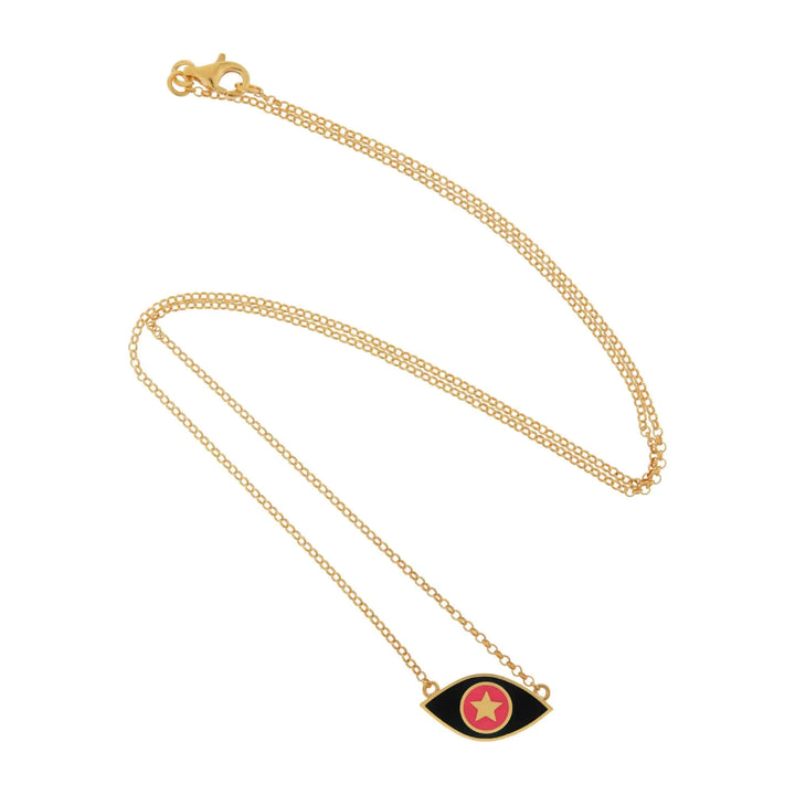 Black & Orange Star Eye Necklace - Eye M Neon Rocks - Ileana Makri store