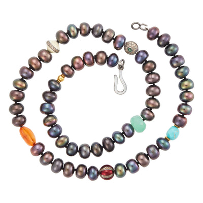 Black Pearl Beaded Necklace 69 (45cm) - Globetrotter - Ileana Makri store