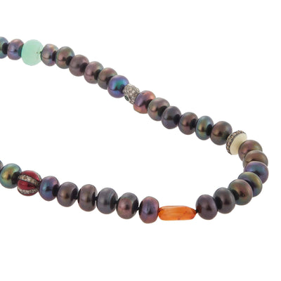 Black Pearl Beaded Necklace 69 (45cm) - Globetrotter - Ileana Makri store