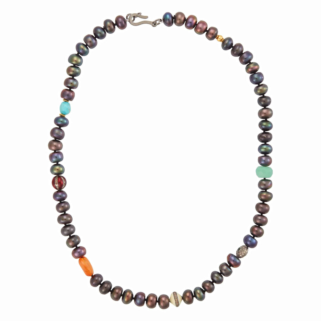 Black Pearl Beaded Necklace 69 (45cm) - Globetrotter - Ileana Makri