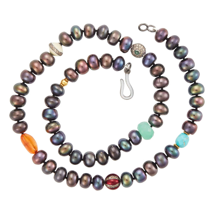 Black Pearl Beaded Necklace 69 (45cm) - Globetrotter - Ileana Makri