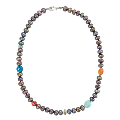 Black Pearl Beaded Necklace 70 (45cm) - Globetrotter - Ileana Makri store