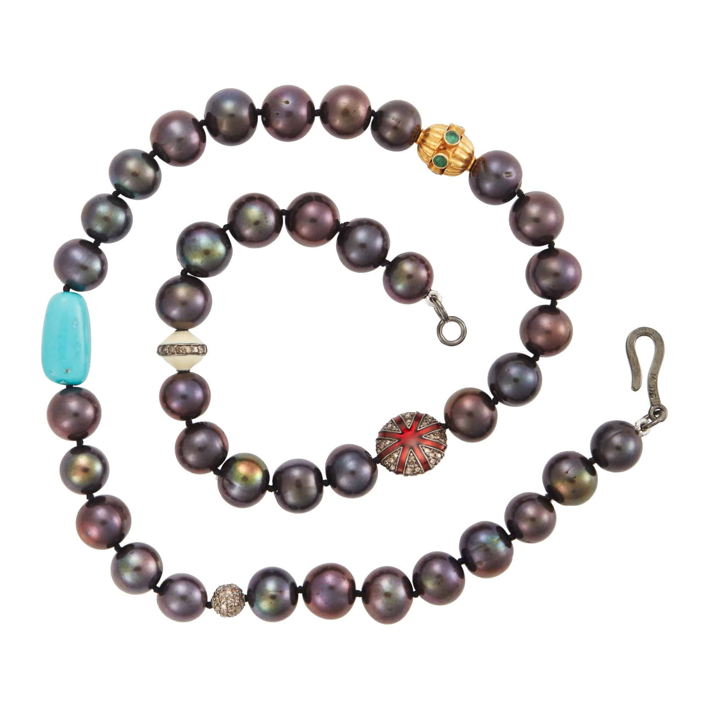 Black Pearl Beaded Necklace 71 (45cm) - Globetrotter - Ileana Makri store