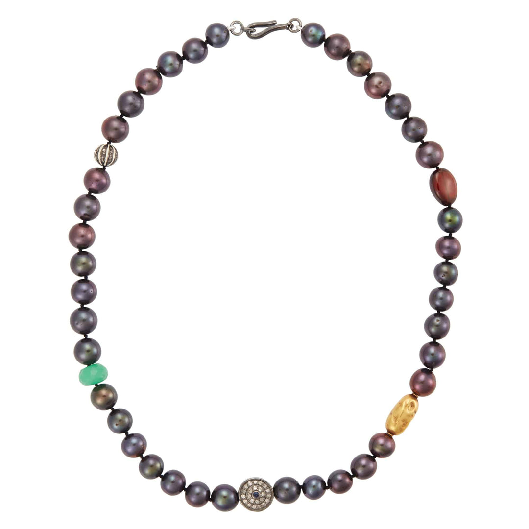 Black Pearl Beaded Necklace 72 (45cm) - Globetrotter - Ileana Makri store