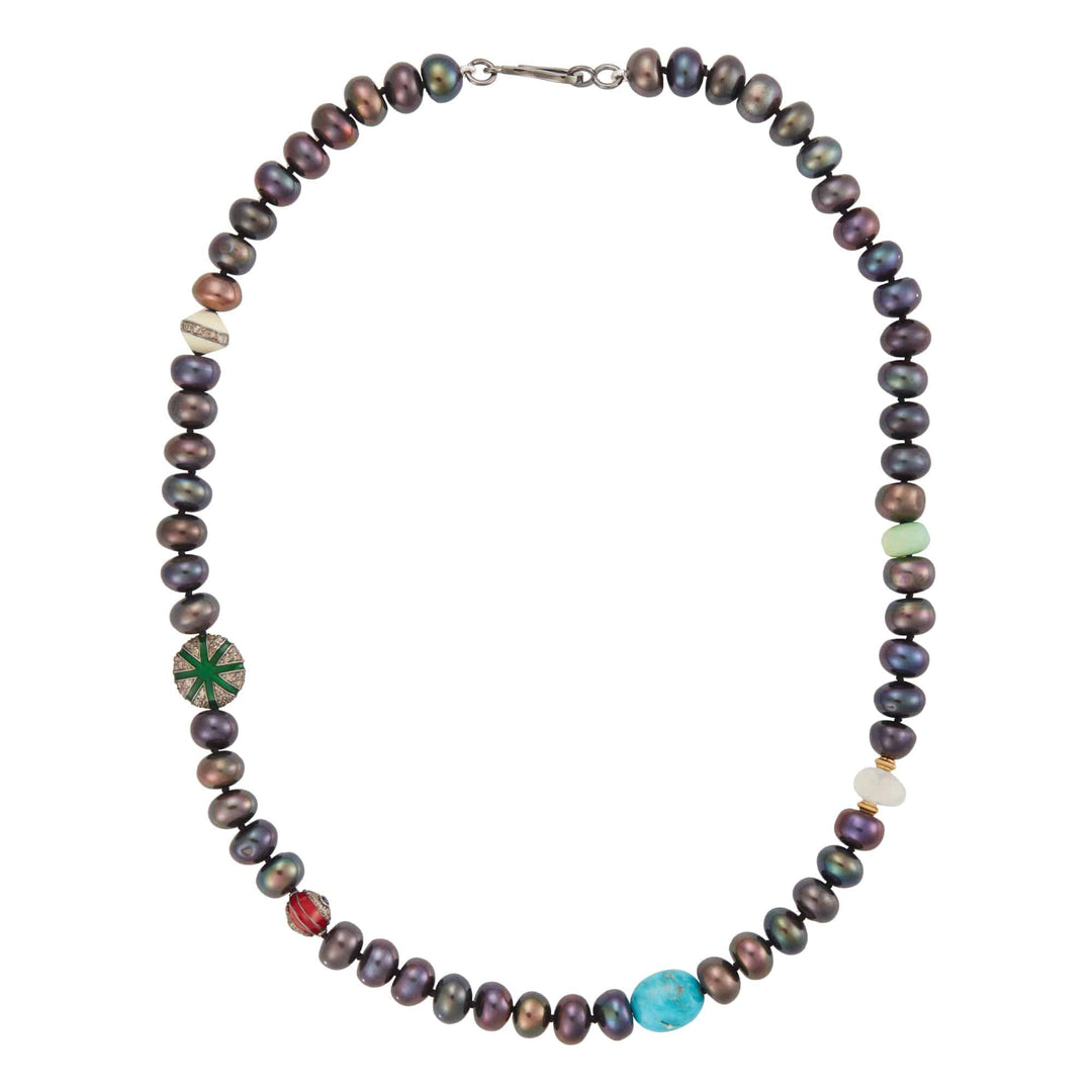 Black Pearl Beaded Necklace 78 (45cm) - Globetrotter - Ileana Makri store