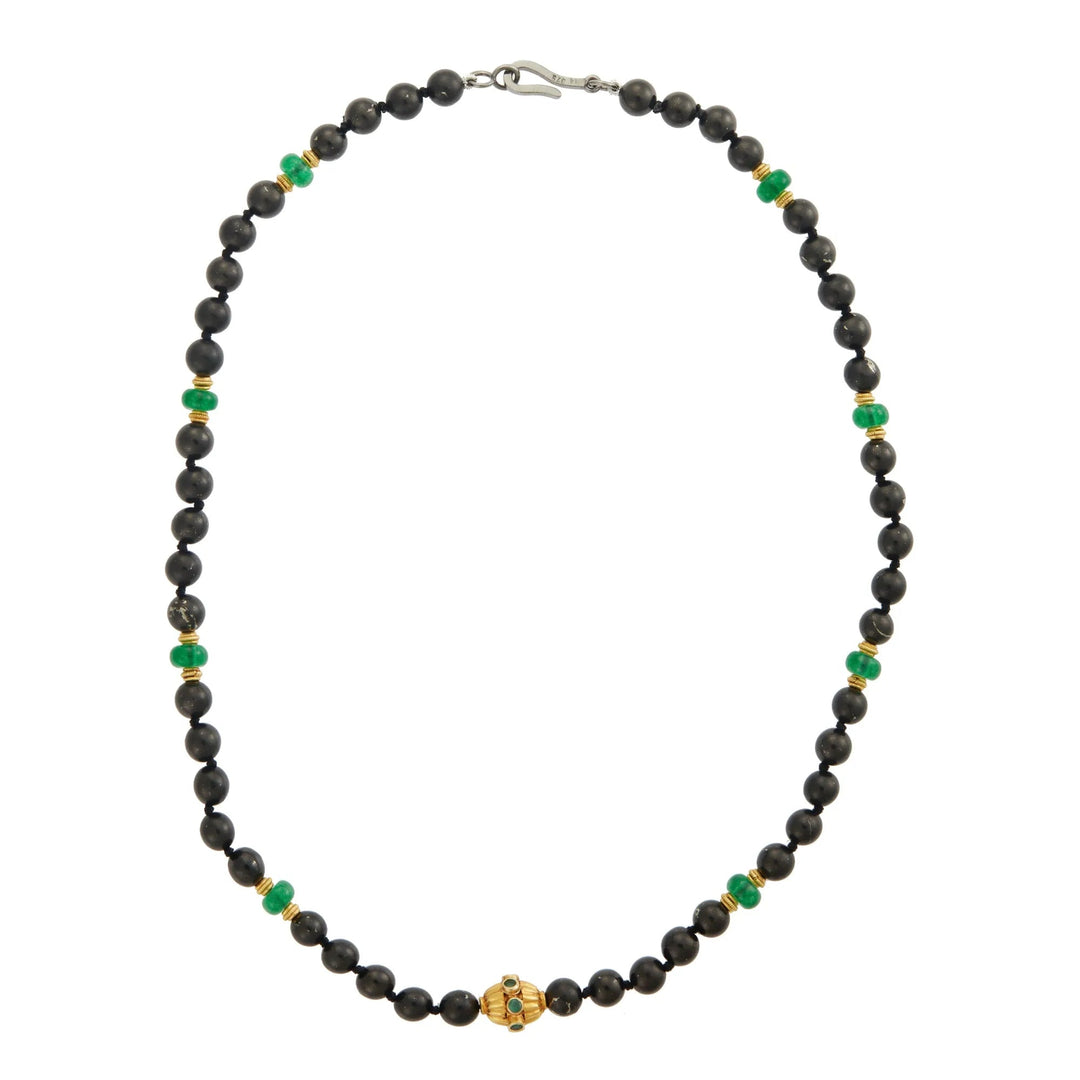 Black Shungite Beaded Necklace (47cm) - Mens - Ileana Makri