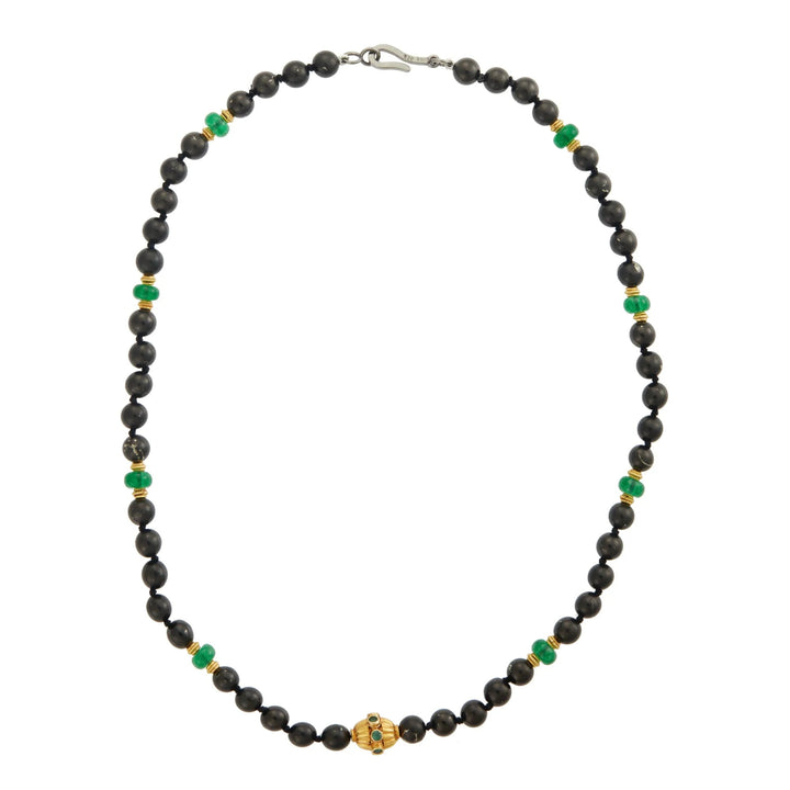 Black Shungite Beaded Necklace (47cm) - Mens - Ileana Makri